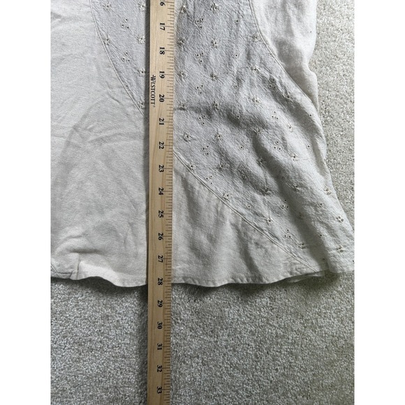 Dressbarn Skirt Womens 14 Beige Embroidered Linen Blend A Line Fully Lined Zip - Picture 3 of 9